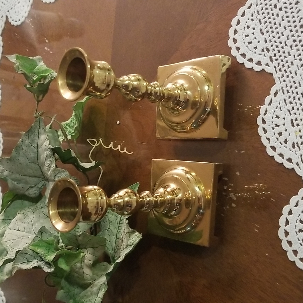 Made in India 2  Vintage  5 in tall Brass Candlesticks